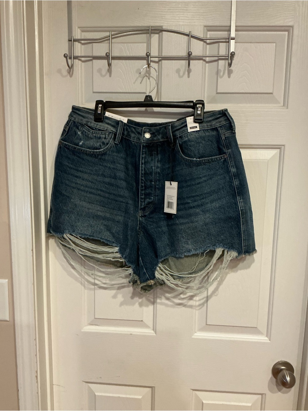 Judy Blue Dark Blue Distressed High-Rise Jean Shorts